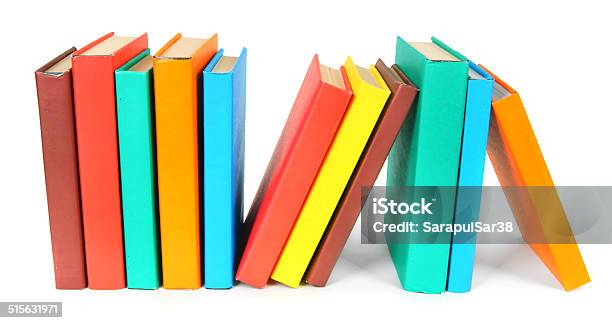 Multicoloured Books On White Background Stock Photo - Download Image Now - Blue, Book, Collection