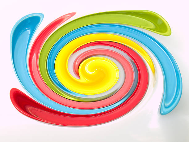 istock Light blue, green, yellow and pink twirling abstract background 515634975
