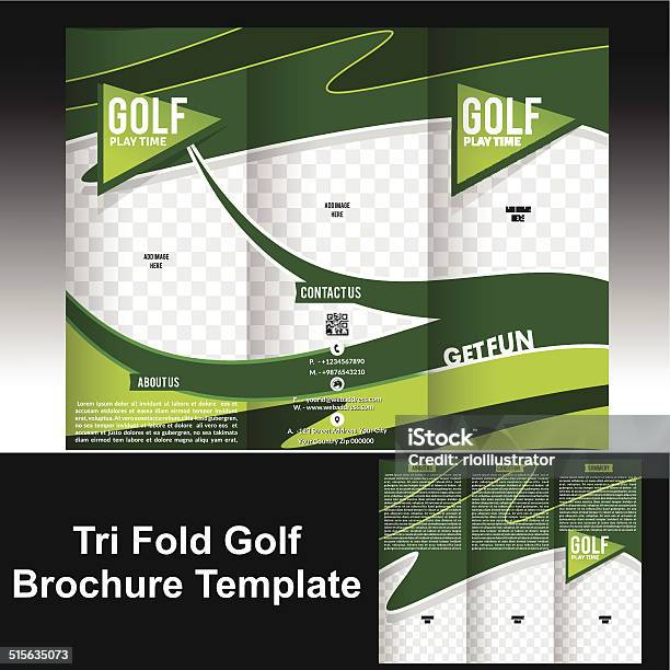 Tri Fold Golf Brochure Template Stock Illustration - Download Image Now - Golf, Brochure, Flyer - Leaflet