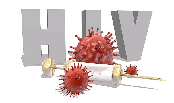 istock HIV desease, abstract virus models and syringe 515643858
