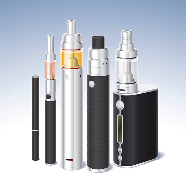 atomizer set A set of different electronic cigarettes. All objects are group individually and layered for ease of use. mod stock illustrations
