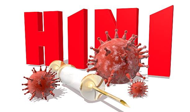 istock H1N1 desease, abstract virus models and syringe 515645512