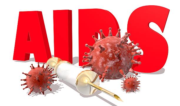 istock AIDS desease, abstract virus models and syringe 515645630
