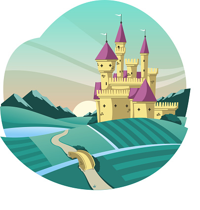 medieval castle cartoon illustration