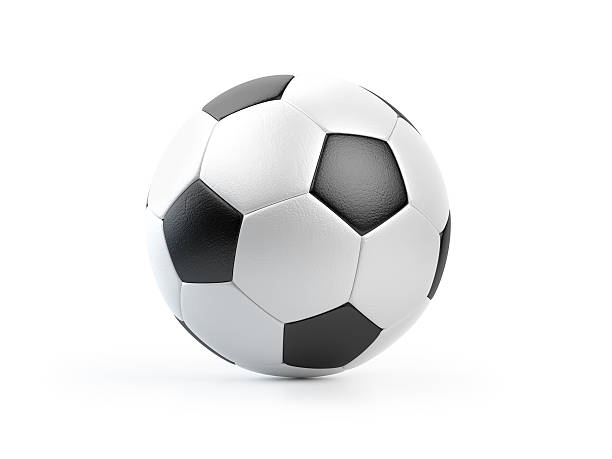 Black and White Football Ball on White Black and white leather football ball isolated on white background. Ball is nicley detailed. Great use for football and sports related concepts. Clipping path is included. american football ball photos stock pictures, royalty-free photos & images