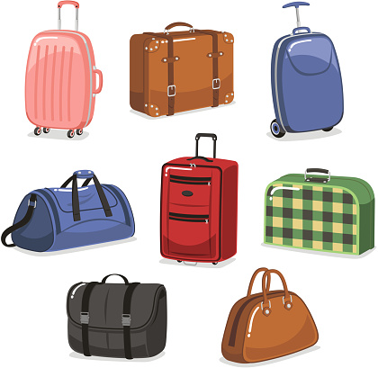 travel Luggage cartoon set