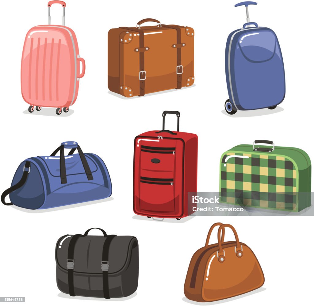 travel Luggage cartoon set Suitcase stock vector