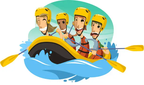 Vector illustration of River Rafting cartoon illustration