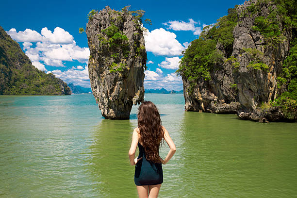 istock Attractive woman model on James Bond Island in Phang Nga 515649148