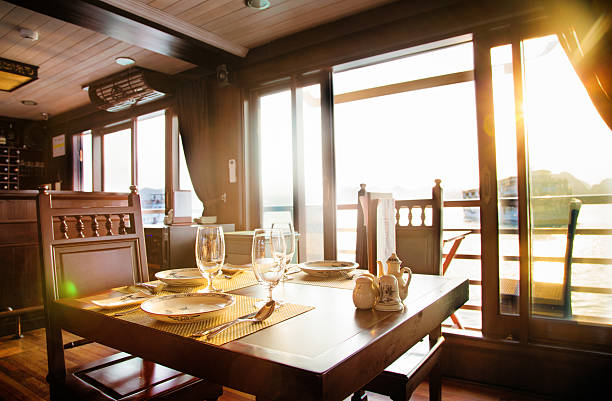 istock Set table in Halong Bay cruise restaurant Vietnam 515651086