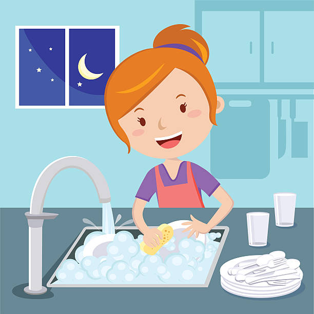 450+ Woman Washing Dishes Stock Illustrations, Royalty-Free Vector Graphics  & Clip Art - iStock