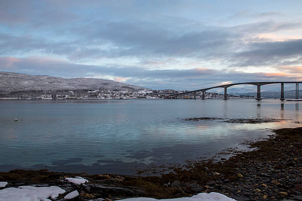 Gisund-Bridge in Finnsnes in Troms county, Norway, Scandinavia