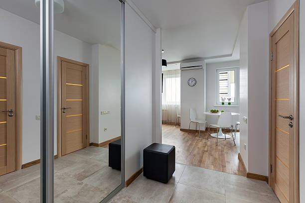Interior of modern apartment in scandinavian style stock photo