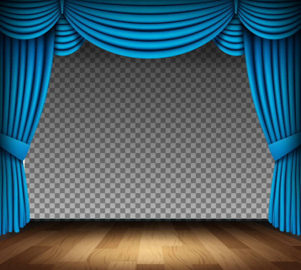 ilustrações, clipart, desenhos animados e ícones de azul cortina de teatro clássico com fundo transparente - backdrop blue southern usa usa