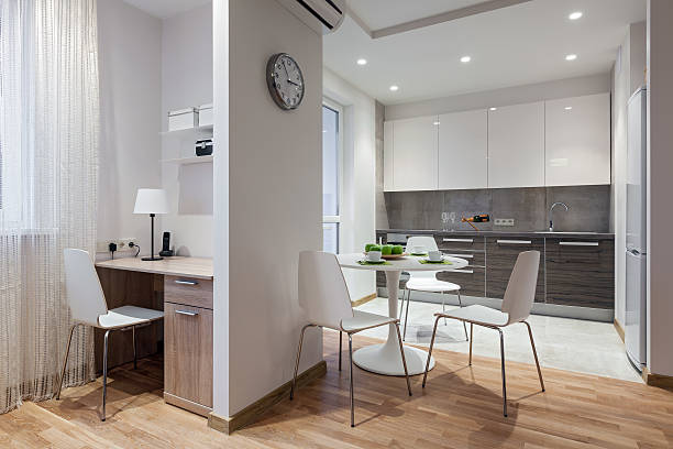 istock Interior of modern apartment in scandinavian style with kitchen 515656916