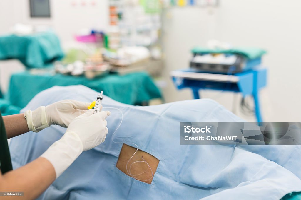 epidural nerve block Anesthetic Stock Photo