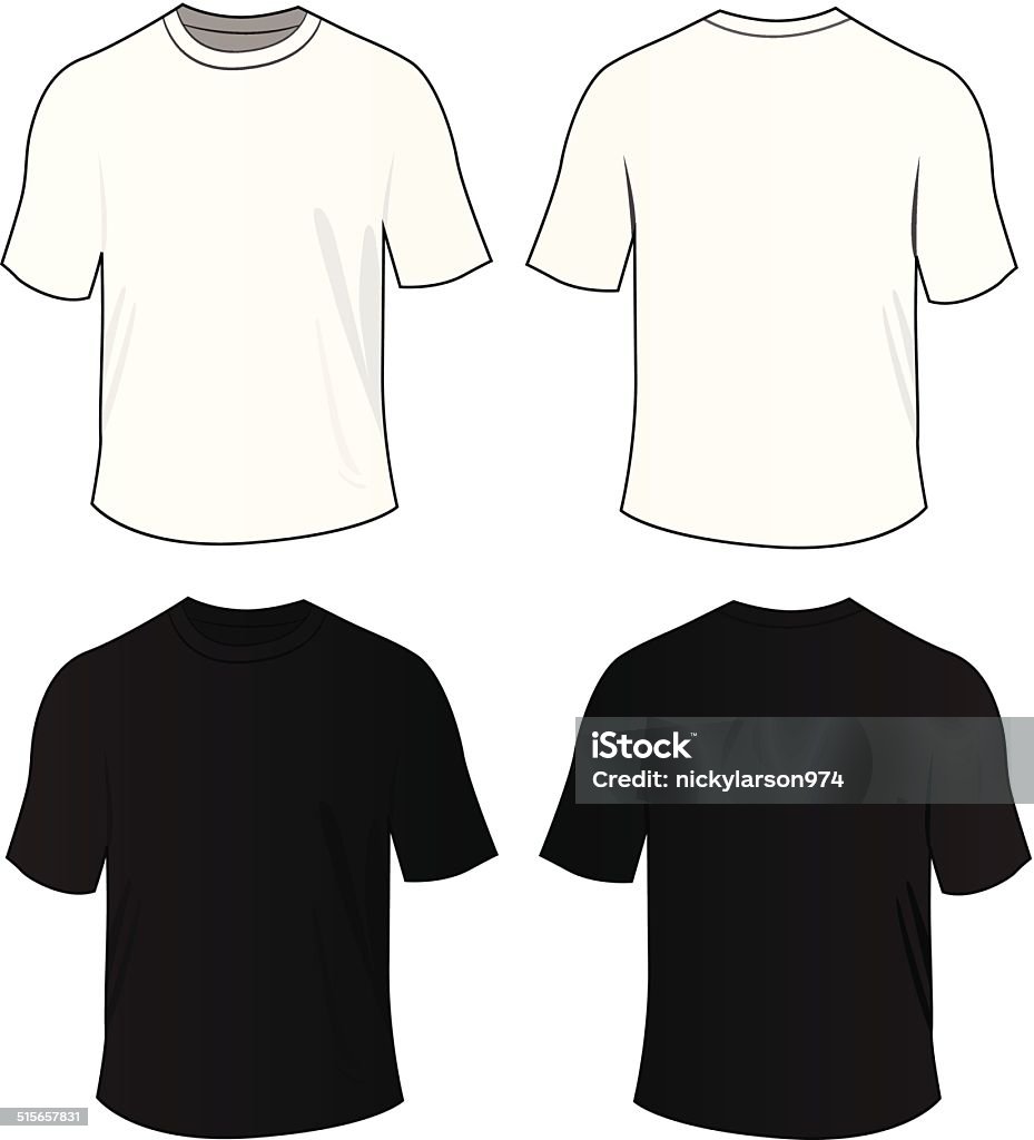 Vector blank tee shirts Vector illustration of black and white blank tee shirts Adult stock vector