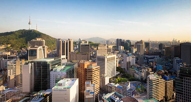 istock Downtown Seoul skyline panoramic aerial view at sunset 515658306