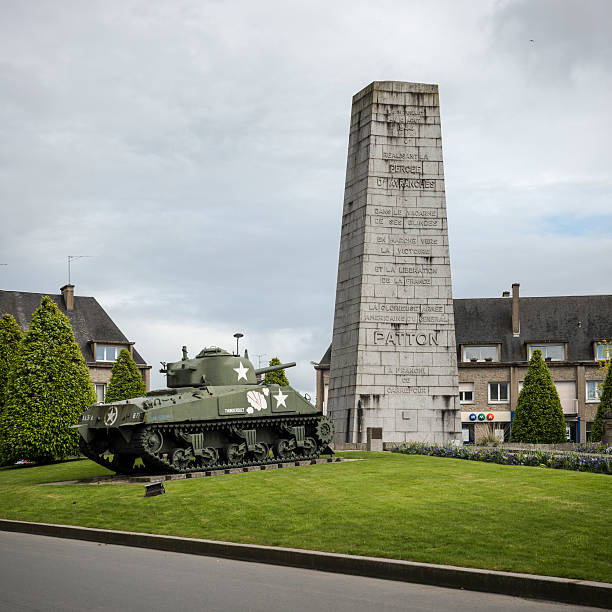 일반 patton 군인기념 in avranches, 프랑스 - george patton 뉴스 사진 이미지