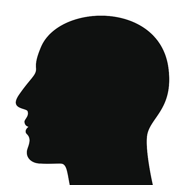 sylwetka z głową - profil z boku stock illustrations