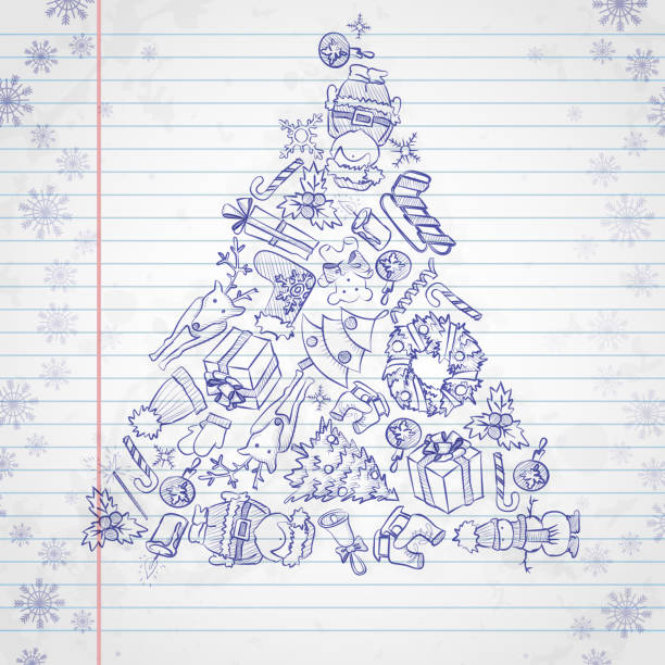 Hand Drawn Christmas Set. vector art illustration