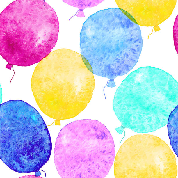 Seamless pattern con palloncini colorati ad acquerelli. - illustrazione arte vettoriale