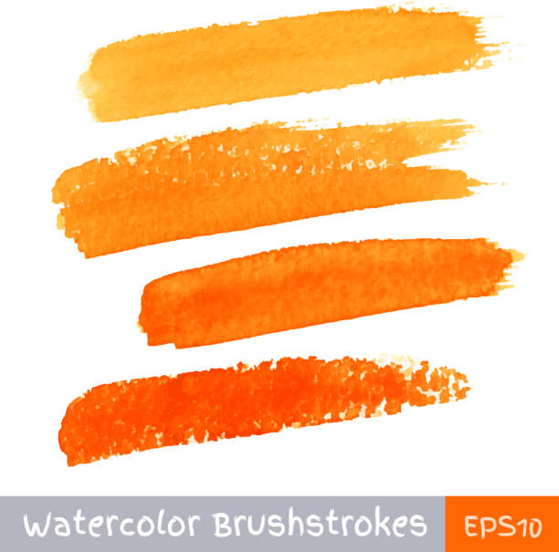 satz von orange aquarell brush strokes - white background household equipment isolated on white wallpaper brush stock-grafiken, -clipart, -cartoons und -symbole