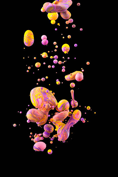 Colorful Oil bubbles on black stock photo
