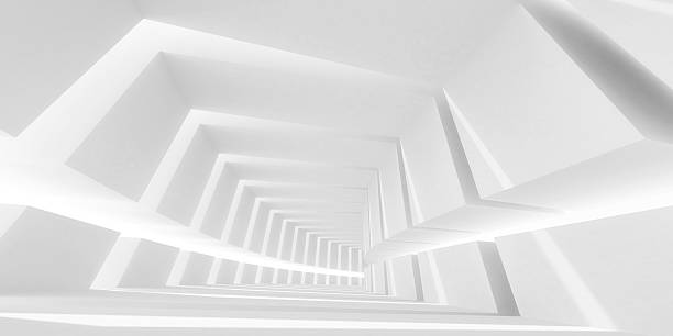 istock White bent futuristic interior. 3d illustration 515672402