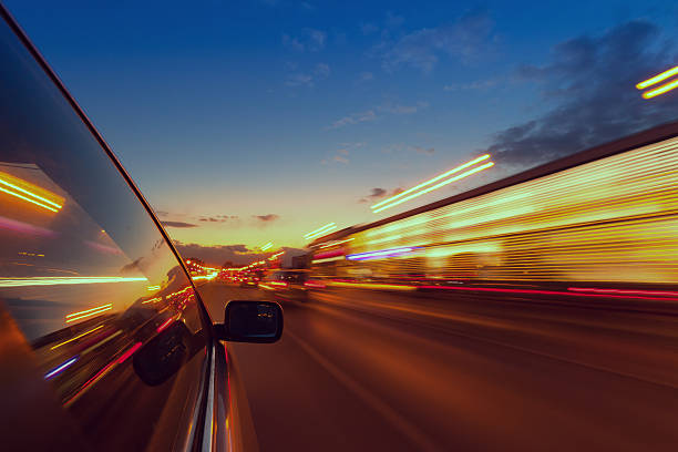 istock Night city drive by car 515673304