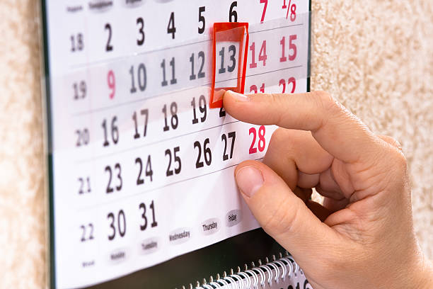 istock hand marking 13th, friday on calendar 515676180