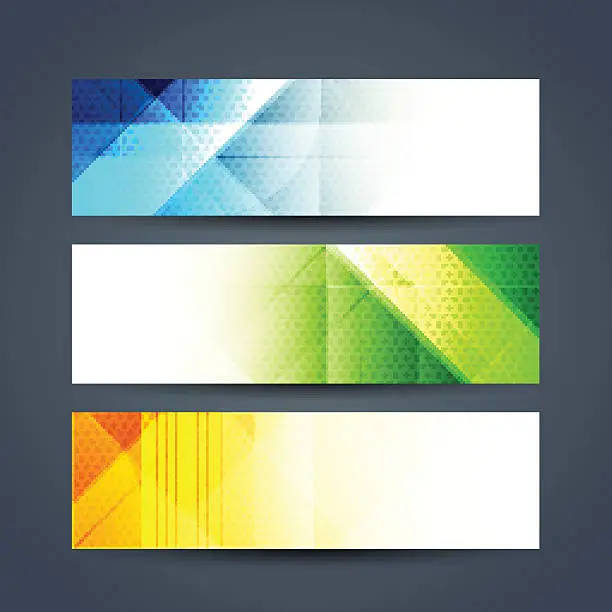 Vector illustration of abstract colorful web header designs.