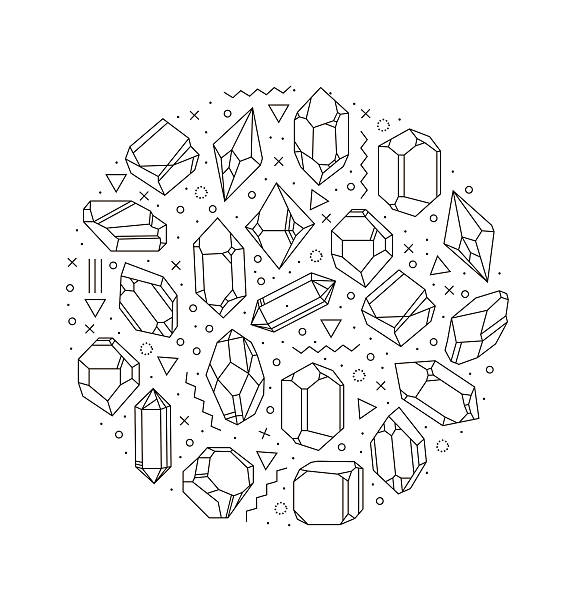 illustrazioni stock, clip art, cartoni animati e icone di tendenza di gruppo di cristalli non lineare - gem jewelry hexagon square