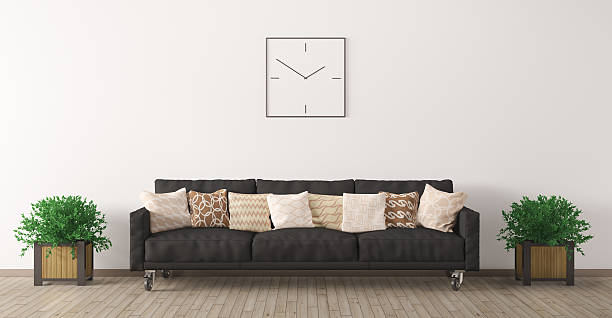 istock Black sofa against of white wall  3d render 515678848