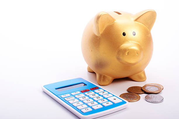 istock Safe piggy with calculator and coins from Brazil 515680202