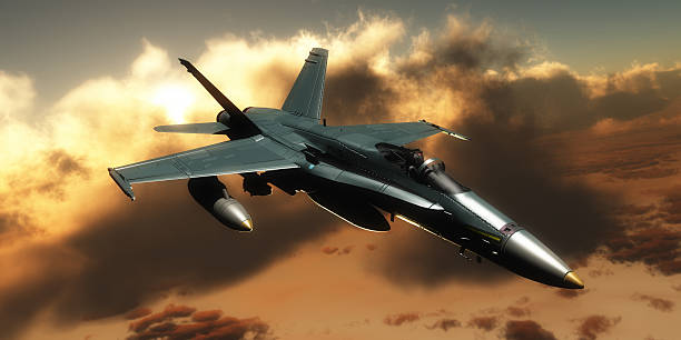 fa - 18 hornet lottatore - fighter plane jet military airplane afterburner foto e immagini stock