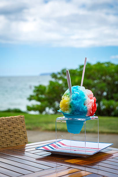 istock Hawaiian Shaved Ice Treat on Table at Tropical Beach 515683769