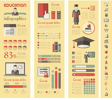 Education Infographic Elements plus Icon Set. Vector.