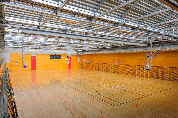 istock Red Sports Hall with Metal Roof 515689947