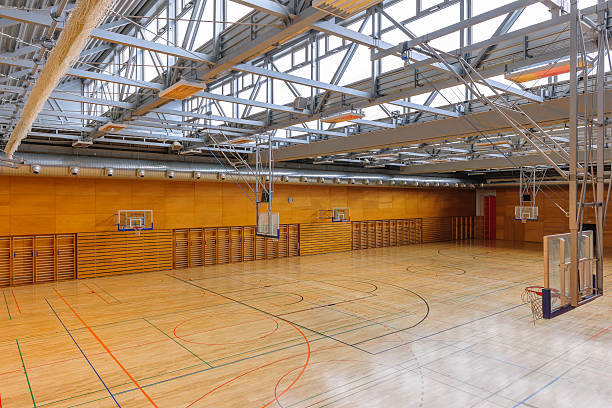 istock Red Sports Hall with Metal Roof 515689997