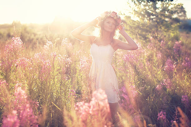 istock beautiful blond young woman in the forest 515703069
