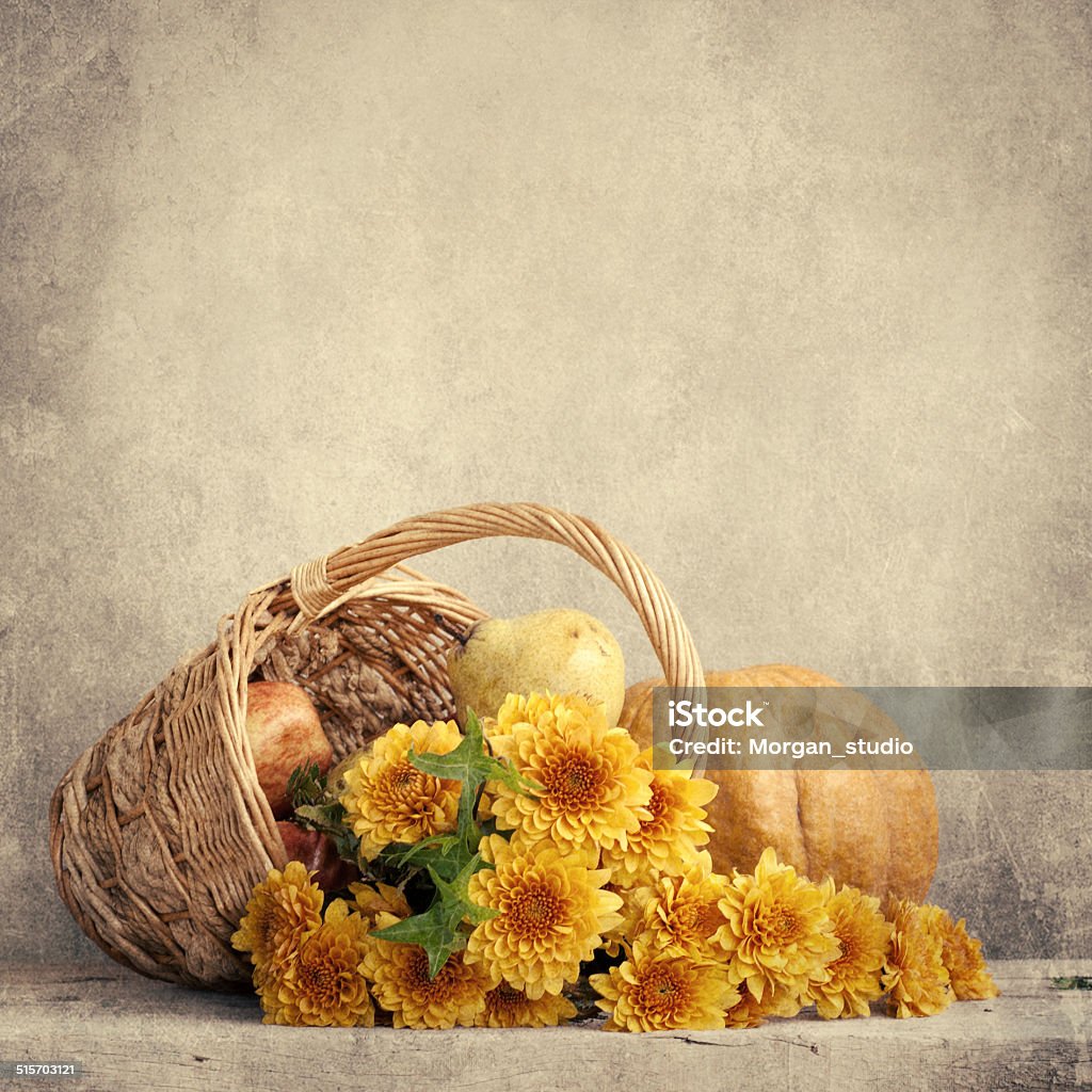 Autumn or Thanksgiving Bouquet with pumpkins and leaves Arrangement Stock Photo