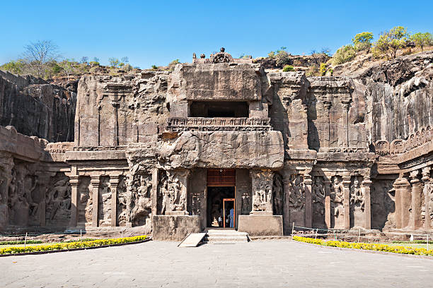 kailas templo ellora - asia buddha buddhism carving - fotografias e filmes do acervo