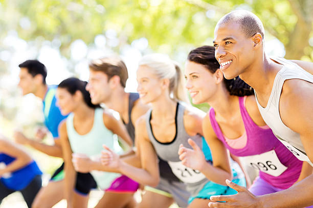 istock Smiling Marathon Runners At Starting Line 515706217