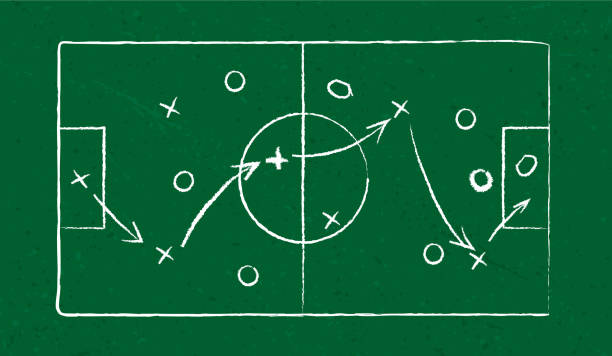 Strategy Sport strategy on green field. eps10 soccer drawings stock illustrations