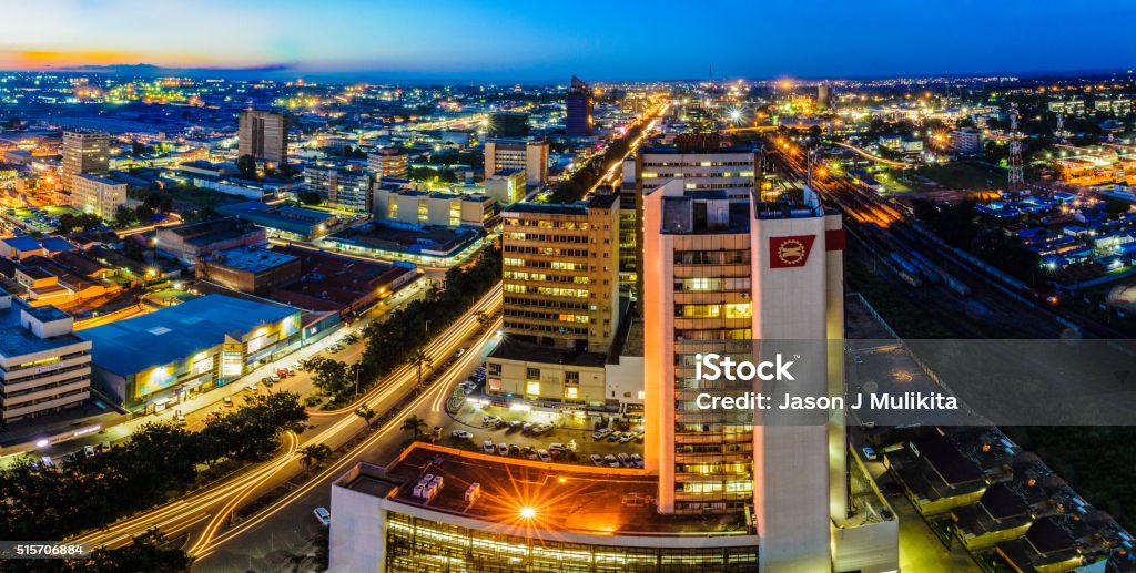 Skyline photo of Lusaka city at night Skyline photo of Lusaka, Zambia Zambia Stock Photo