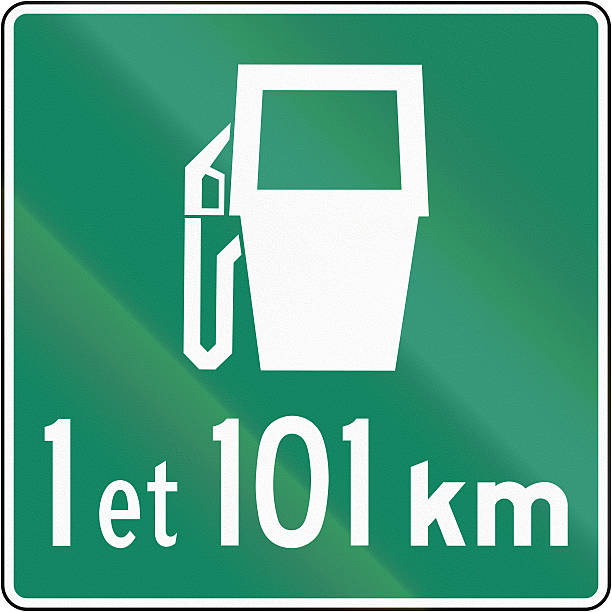 Canadian traffic device - Gas station distances, 1 and 101 kilometers. This device is used in Quebec.