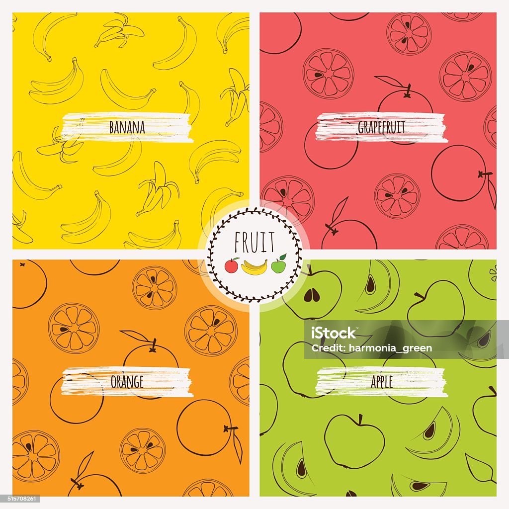 Set Of Fruit Patterns Stock Illustration - Download Image Now - Orange ...