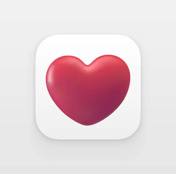 Vector illustration of 3D Heart  App icon