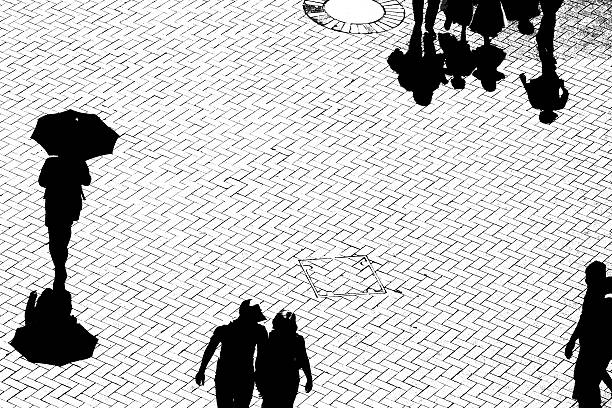 istock Silhouette of people walking on the street, copy space 515708568